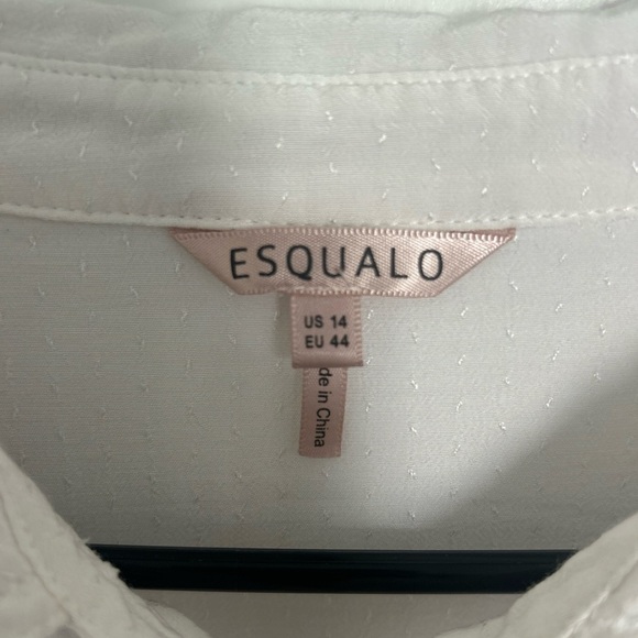 ESQUALO Classic White Button-Down Shirt With Sewing Detailing Size 14 - Picture 3 of 4